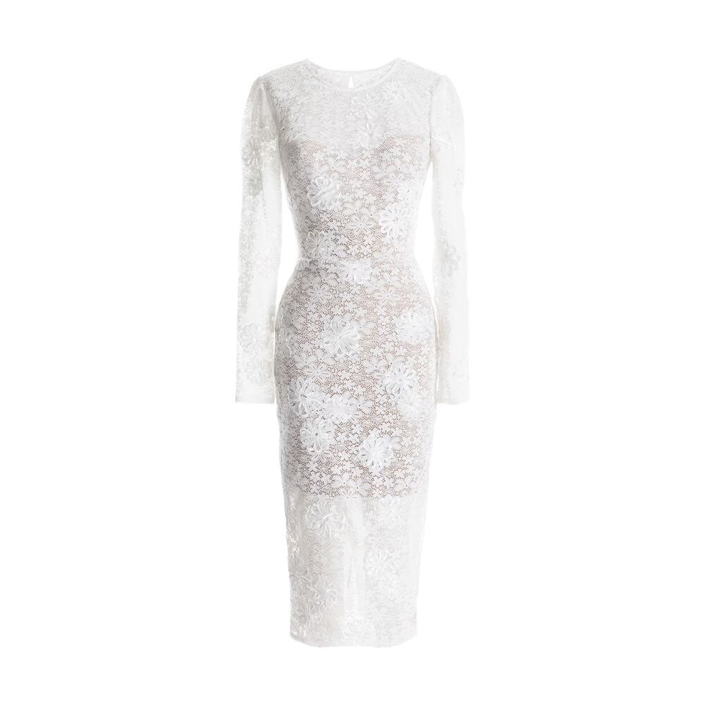 Dress the Population NWT Sophia Floral Lace Midi Dress White Large Bridal Formal - Picture 3 of 7
